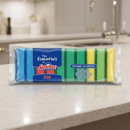 12x Spontex Essentials Sponge Scourers 10 Pack
