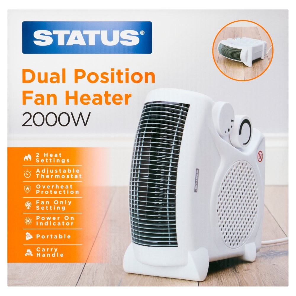Status Dual Position Fan Heater 2000W Portable