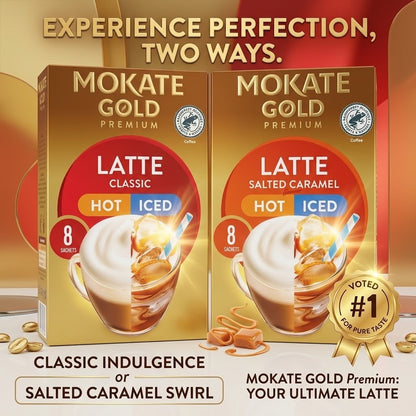 8 Sachets 120g Mokate Gold Premium Salted Caramel Latte Instant Coffee Hot Iced