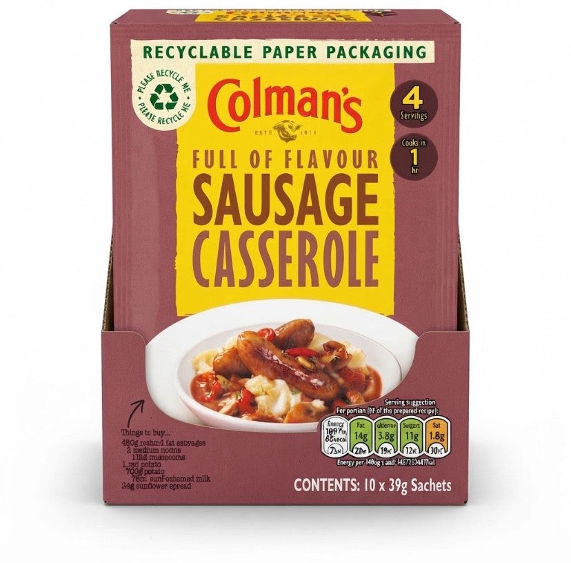 10 x 39g Colman's Recipe Mix Sausage Casserole 39g - Bulk Pack