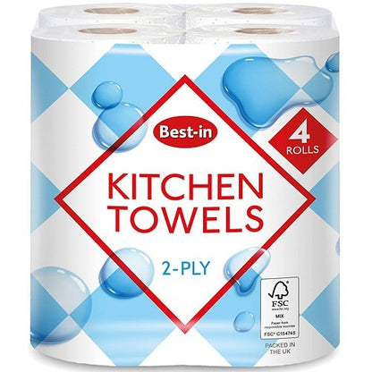 2/4 pack White Kitchen Roll Paper Towels Bulk Pack 2 Ply Absorbent