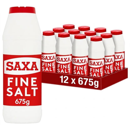 Pack of 675g Saxa Fine Table Cooking Salt Drum Iconic British Kitchen Essential