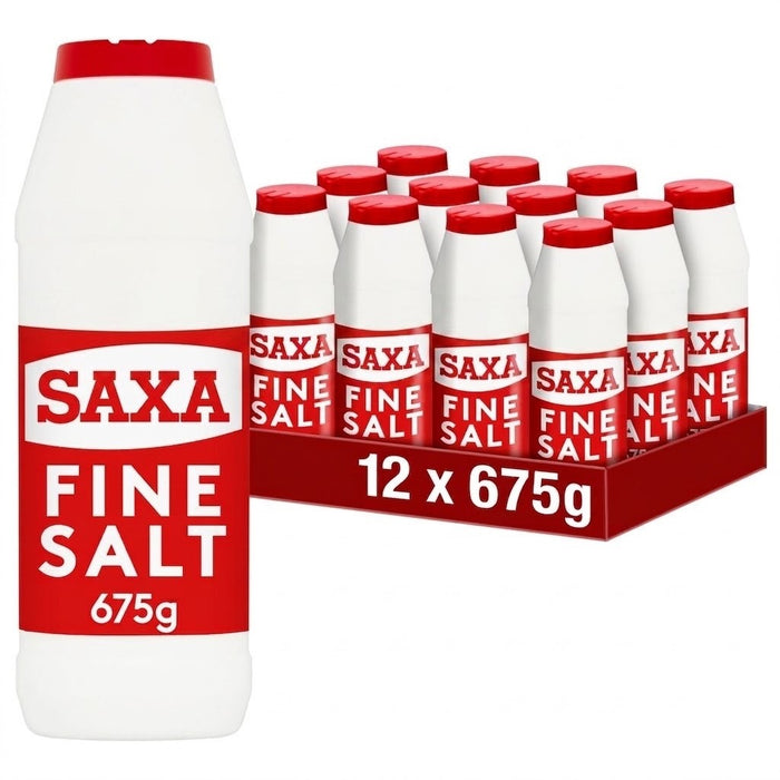 Pack of 675g Saxa Fine Table Cooking Salt Drum Iconic British Kitchen Essential