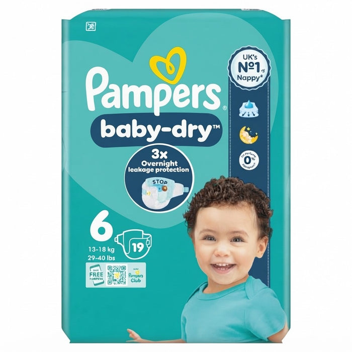 4x Pampers Baby-Dry Size 6 Nappies 19 Pack Case of 4 Multi Pack