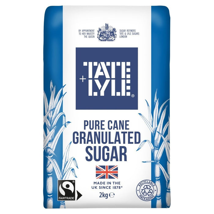 Tate & Lyle Pure Cane Granulated Sugar 2kg (Pack of 6) Fairtrade