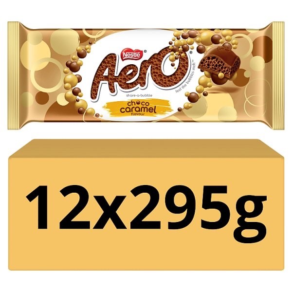 12 x 295g Giant Bar Aero Choco Caramel Chocolate Sharing Block Nestlé Vegetarian