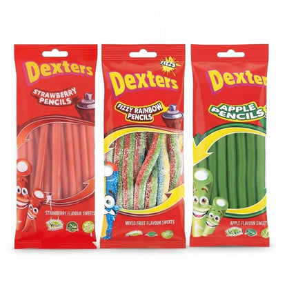 12 x 160g Dexters Pencils Bulk Box | Sour Rainbow, Apple & Strawberry Sweet