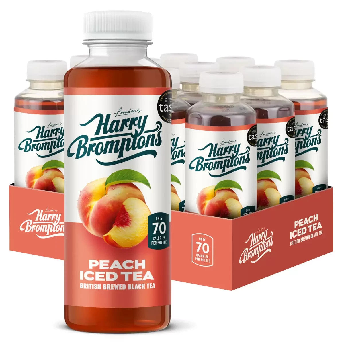 12x 500ml Harry Brompton's Peach Iced Tea Bulk Pack Refreshing Soft Drink