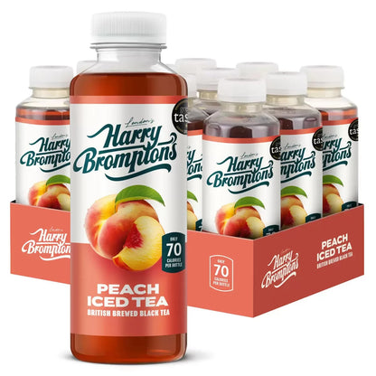 12x 500ml Harry Brompton's Peach Iced Tea Bulk Pack Refreshing Soft Drink