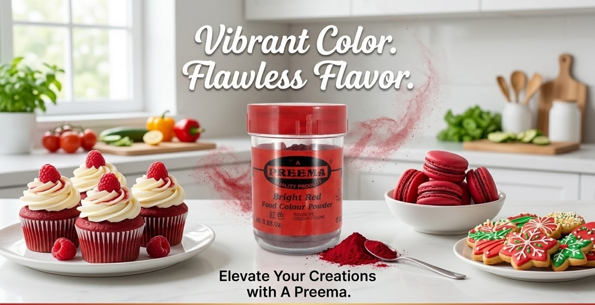 12 x 25g Pack  Preema Bright Red Food Colour Powder Halal Baking Desser