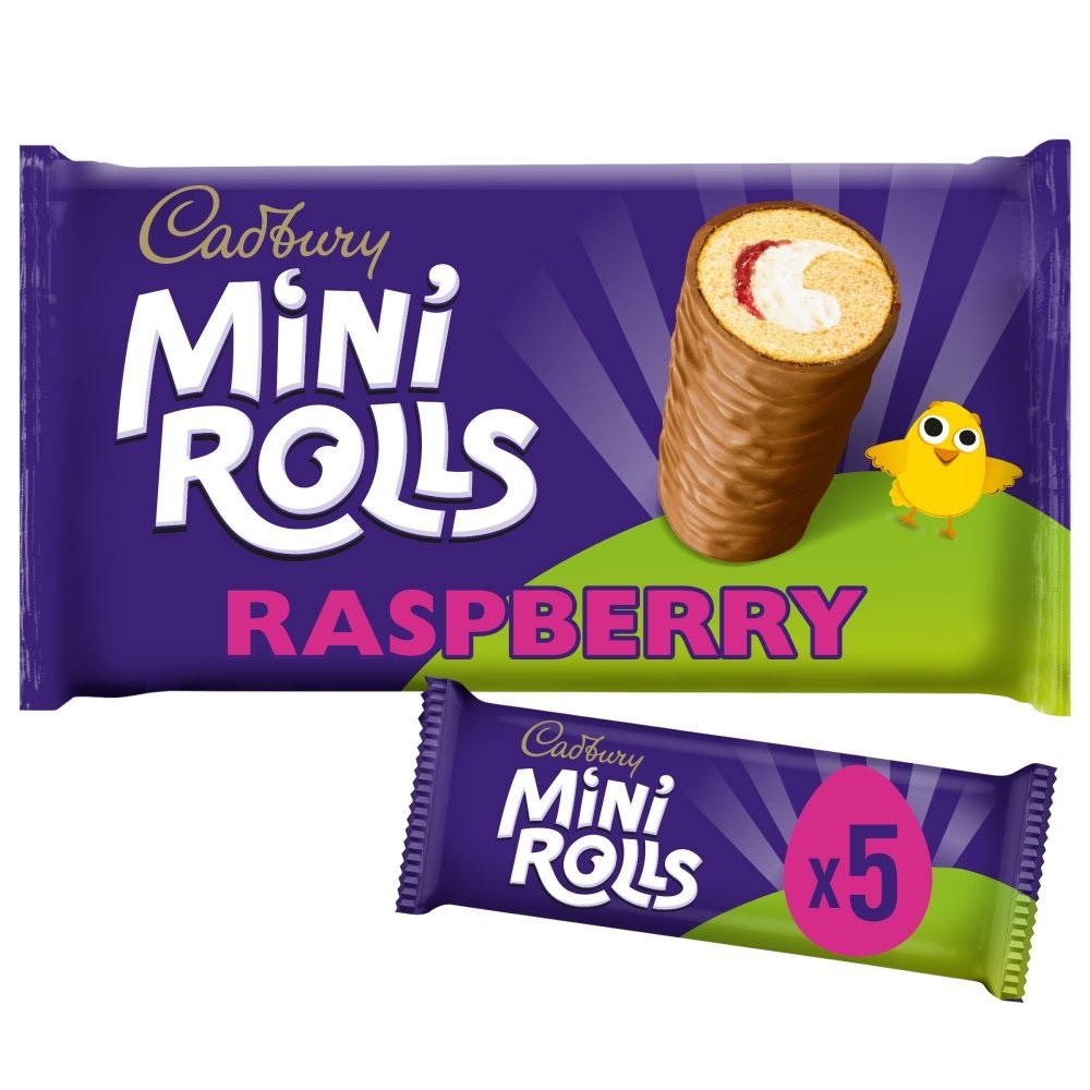 5pk × 12 Cadbury Milk Chocolate & Raspberry Mini Rolls Cakes Variety Pack - 12