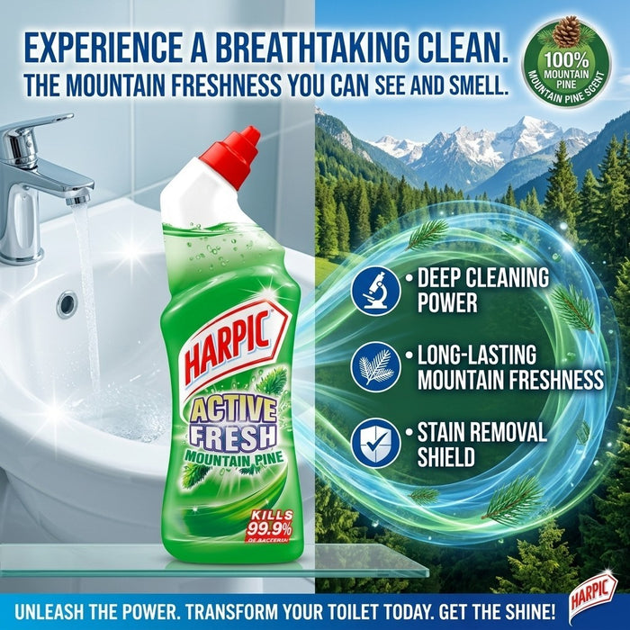 12x Harpic Active Fresh Mountain Pine Toilet Cleaner 750ml Bulk Wholesale Case