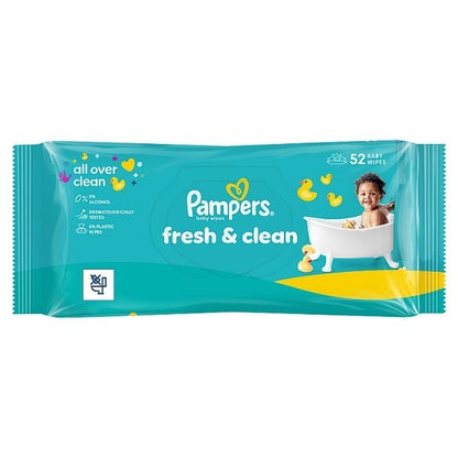 12x 52s Pampers Fresh & Clean Baby Wipes Plastic Free All Over Clean