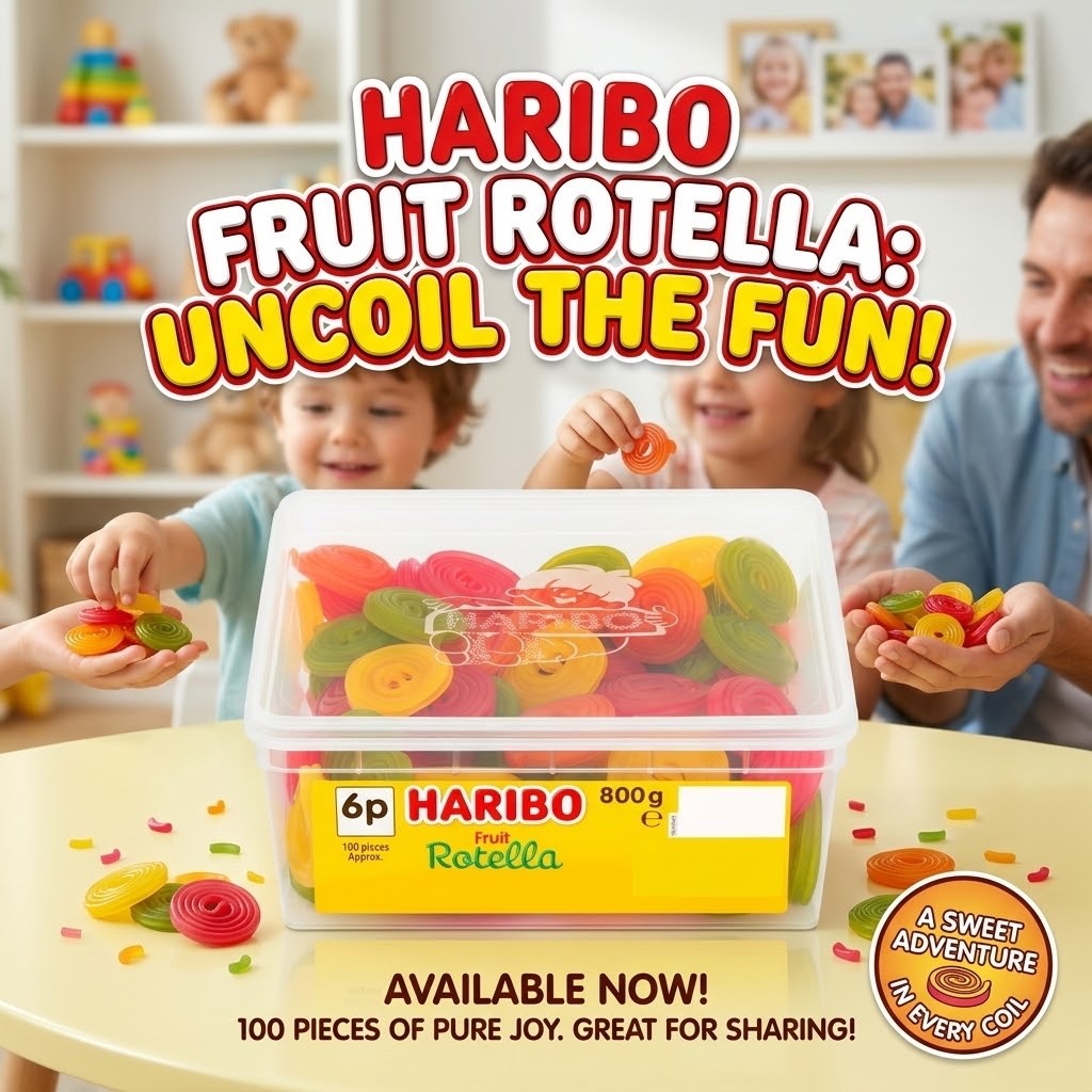 800g HARIBO Fruit Rotella Tub Sweets Bulk Gummy Candy Suitable for Vegetarians