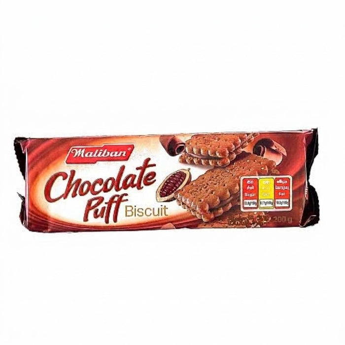 200g x 15 Maliban Chocolate Puff & Lemon Puff Biscuit - Delicious Cream Biscuits