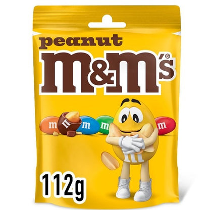 13 x 112g M&M's Peanut Milk Chocolate Pouch Bag Crunchy Crisp Candy Share Treat