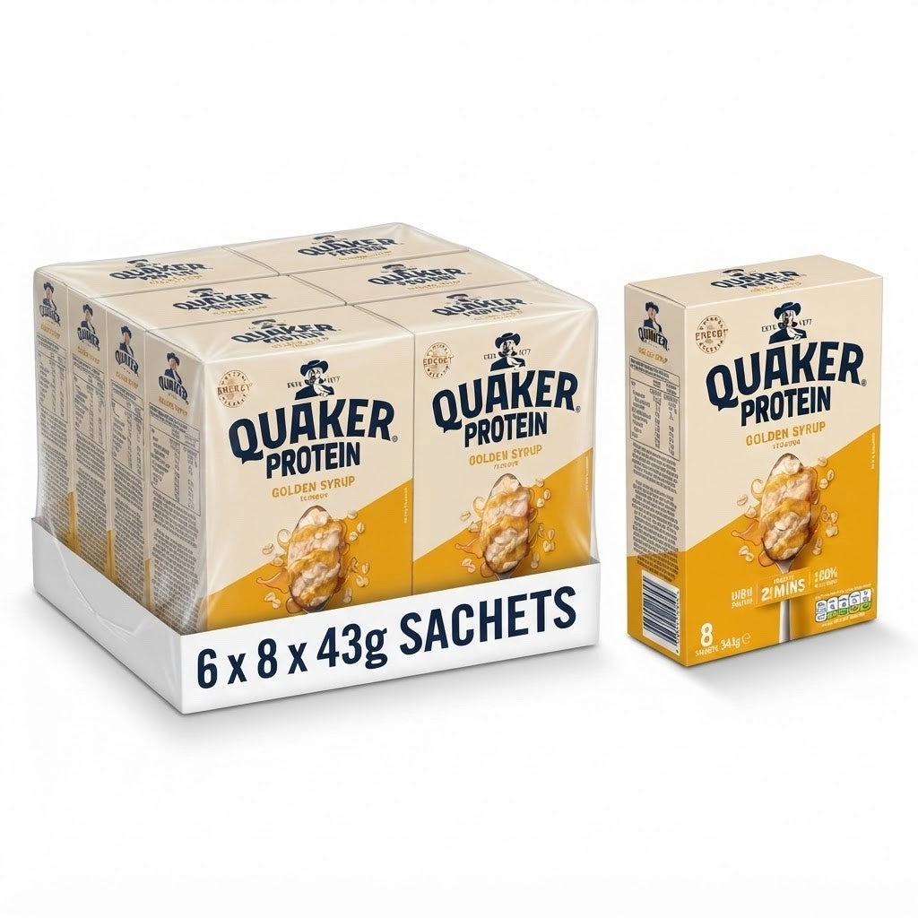 6 x 8 x 43g Quaker Protein Golden Syrup Porridge Sachets | Oat So Simple Oats