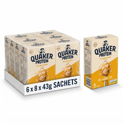 6 x 8 x 43g Quaker Protein Golden Syrup Porridge Sachets | Oat So Simple Oats