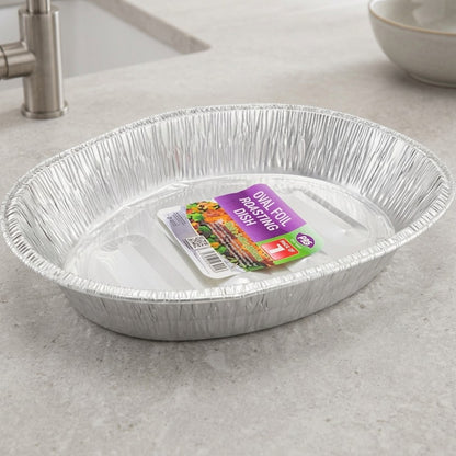 Large Oval Aluminium Foil Roasting Trays Heavy Duty Bake Pan PPS
