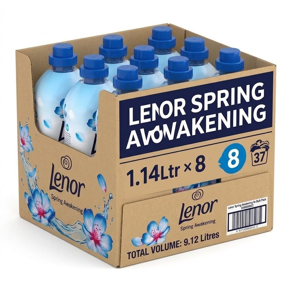 8 x 1.14L (9.12L Total) Lenor Spring Awakening Fabric Conditioner 296 Washes