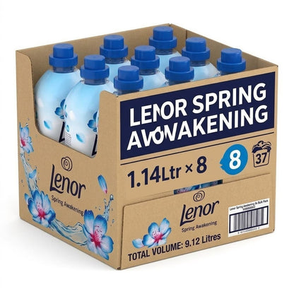 8 x 1.14L (9.12L Total) Lenor Spring Awakening Fabric Conditioner 296 Washes