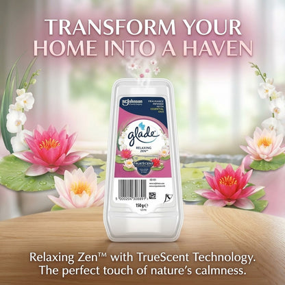 8x Glade Solid Air Freshener Gel 150g Relaxing Zen Room Fragrance Essential Oil