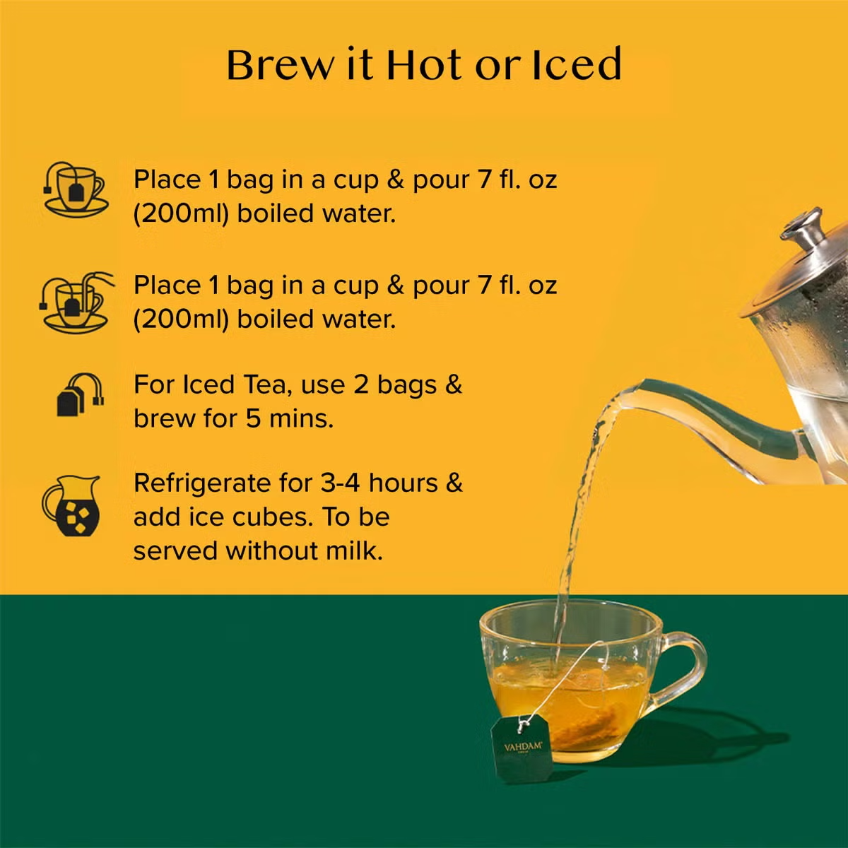 100x 180g Tea Bags Vahdam Turmeric Tea Pack Herbal Wellness Healthy Herbal Tea