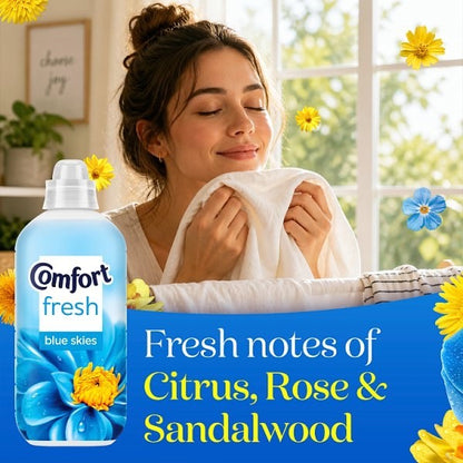 8 x 930ml Comfort Fresh Blue Skies Fabric Conditioner 31 Washes Bulk Pack Box