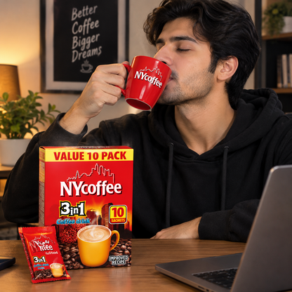 NYCoffee 3 in 1 Instant Coffee Sticks Mix Box Salted Caramel & Vanilla Flavours