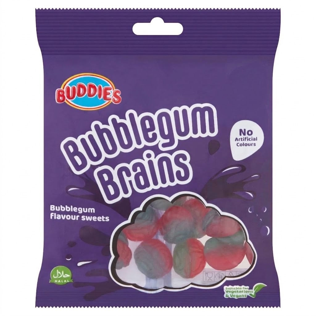 10 x 160g Buddies Bubblegum Brains Sweets Halal Vegan Vegetarian Candy Multipack