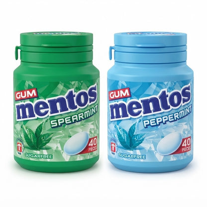 Mentos Sugarfree Chewing Gum Jars 40 Pieces Spearmint & Peppermint - Bulk