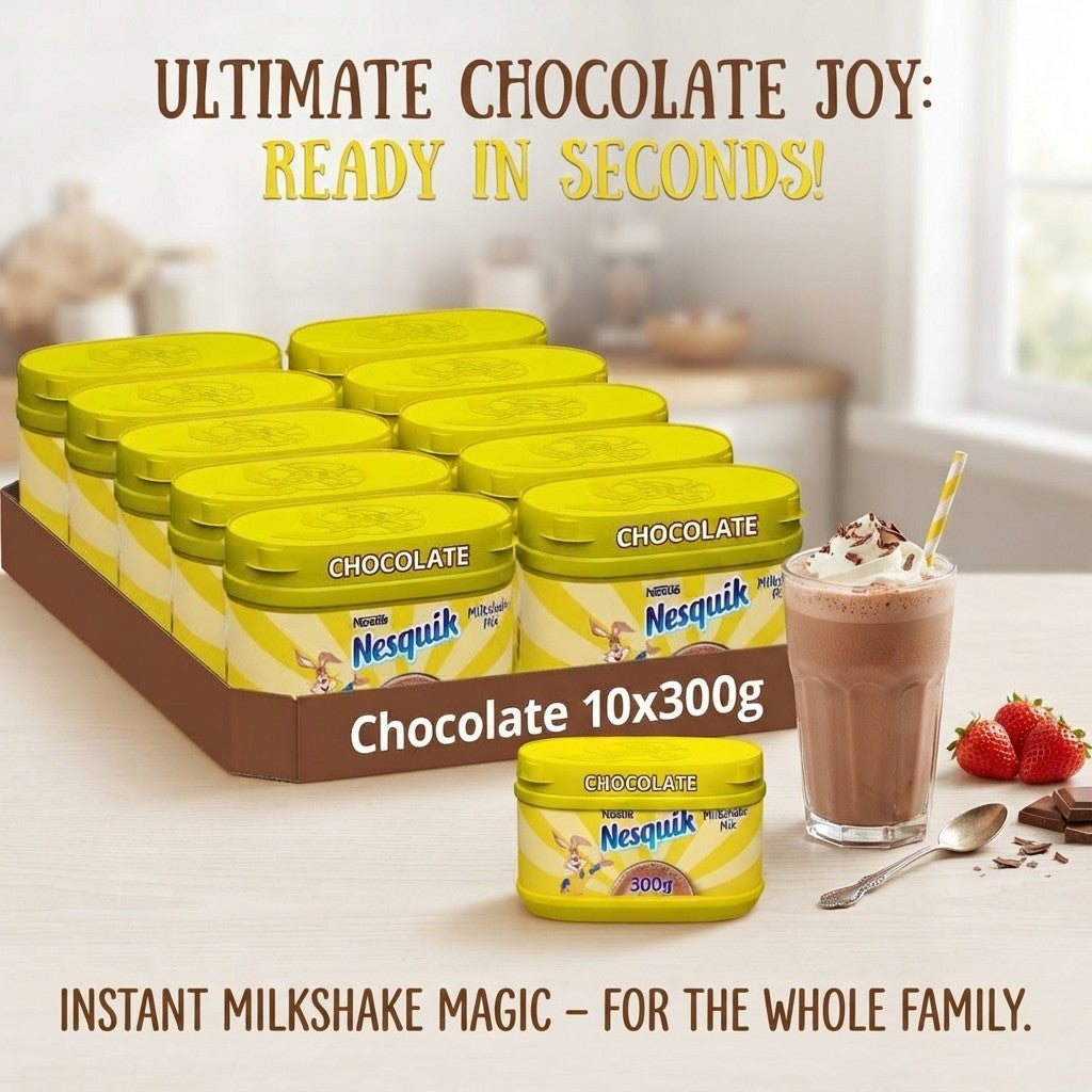 10x Nesquik Chocolate Milkshake Powder Tubs 300g Wholesale Case