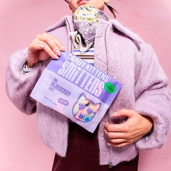 20 x 130g Candy Kittens Smittens Blueberry Edit Gourmet Vegan Sweets Foam Gum
