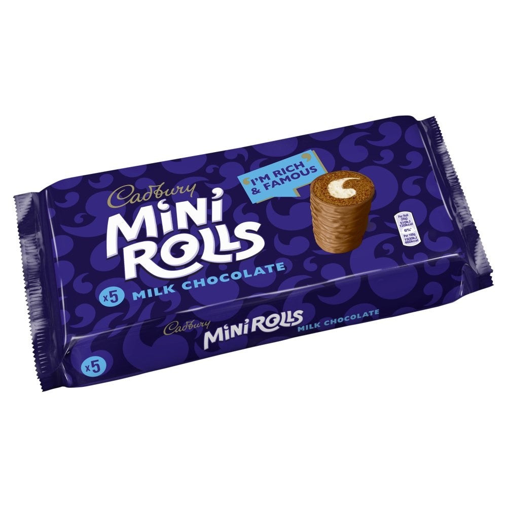 5pk × 12 Cadbury Milk Chocolate & Raspberry Mini Rolls Cakes Variety Pack - 12