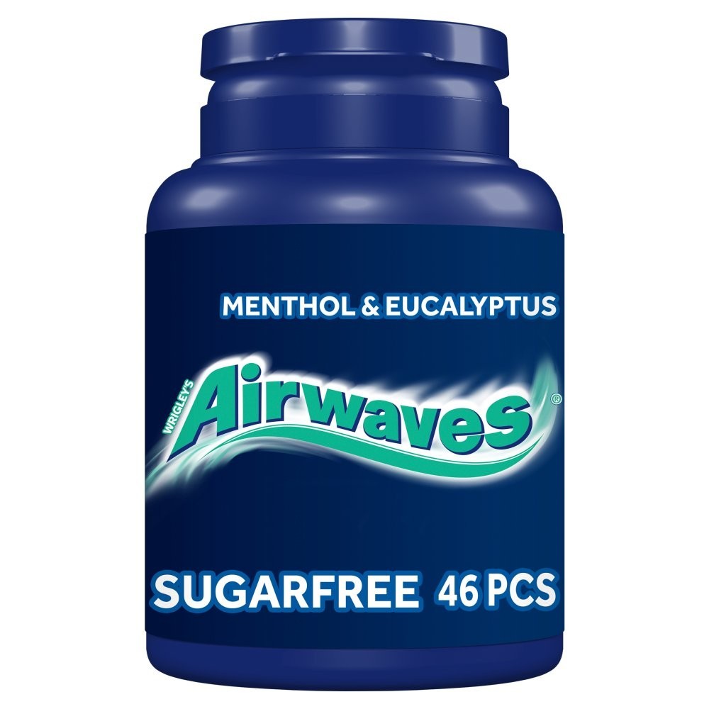 Airwaves Chewing Gum Bottle Menthol & Eucalyptus 46 Pieces Multi-Pack & Bulk Box