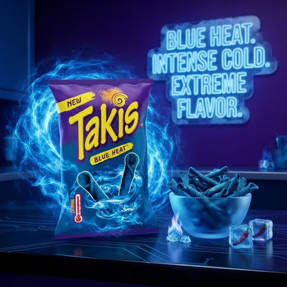 10 x 180g | Takis Blue Heat Chilli&Lime Corn Snacks-Extreme Spicy Tortilla Chips