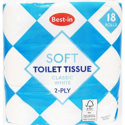 Bestin Soft White Toilet Tissue 2 Ply Bulk Toilet Rolls Pack 4 18 24