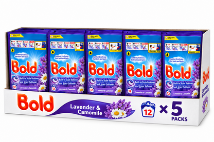 12s x 5 Bold Lavender & Camomile PODS - 3 in 1 Laundry Detergent Capsules