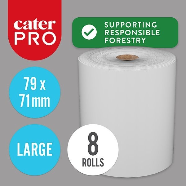 CaterPro 79mm x 71mm Thermal Receipt Paper Rolls for EPOS Cash Registers & Till