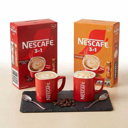 6 x 16 g - Nescafe 3in1 Original & Caramel Instant Coffee Sachets Bundle Smooth