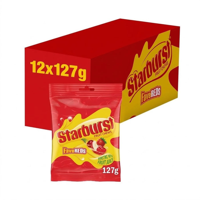 12 x 127g Starburst Fave Reds Vegan Chewy Sweets Fruit Flavoured Treat Bag Box