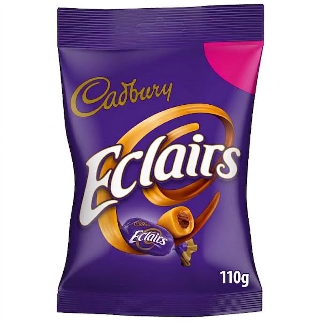 12 x 110g Cadbury Eclairs Chewy Caramel Milk Chocolate Centre Sweets Pouch Bag