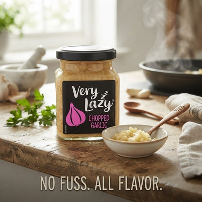 200g x 6 Packs - Very Lazy Chopped Garlic Jar Bulk Buy | Vegan & Vegetarian