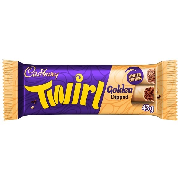 43g x 48 Pack Cadbury Twirl Chocolate Bar - Golden Dipped Milk Chocolate
