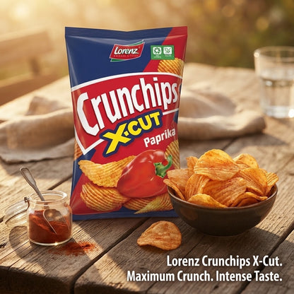 75g x 12 Lorenz X-Cut Crunchips Variety Pack - Salted, Paprika, Cheese & Onion