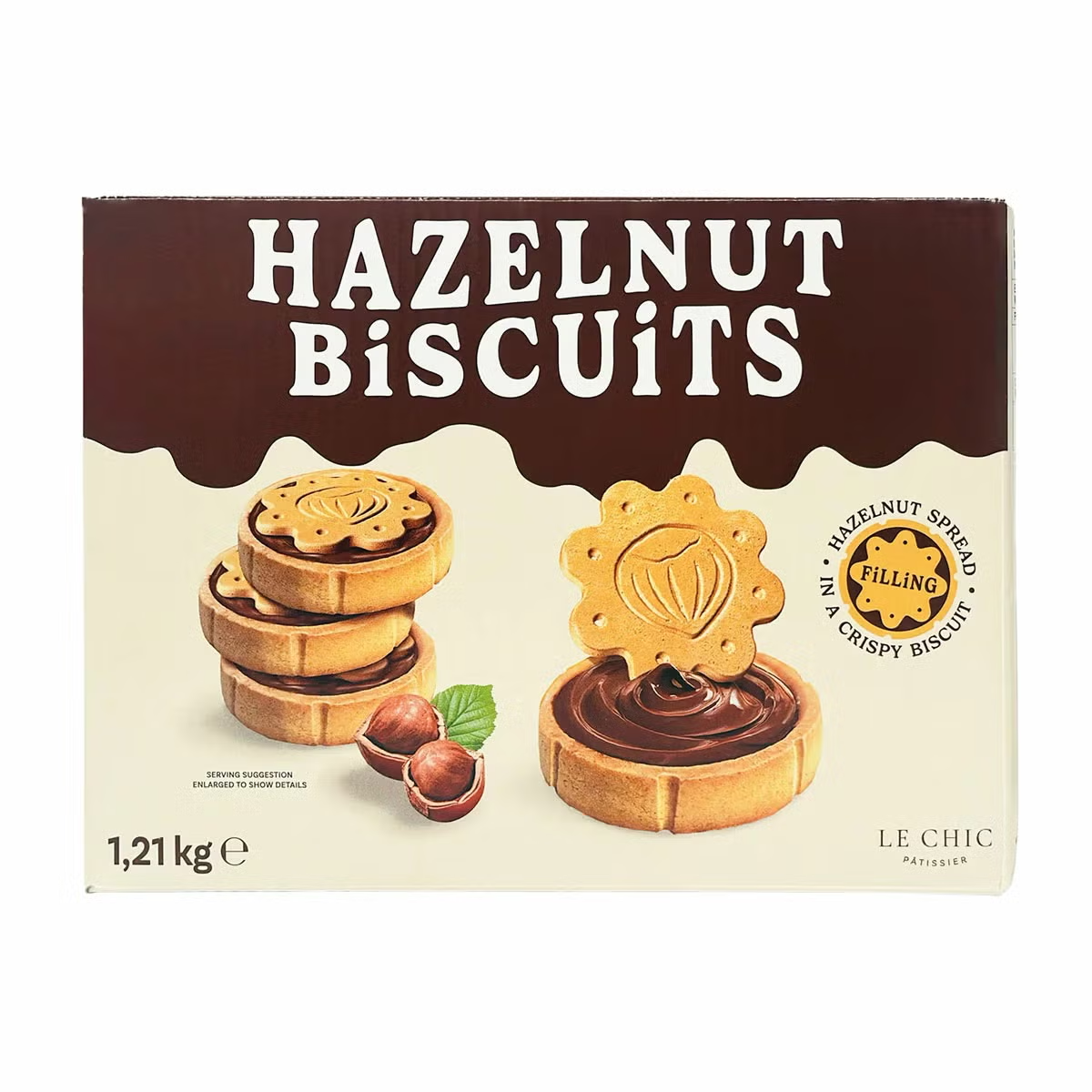 1.216kg Le Chic Patissier Hazelnut Biscuits French Style Cream Filled Cookies