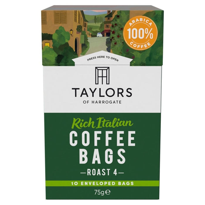 10s× 3 Pack Taylors of Harrogate Rich Italian Coffee Bags Medium Roast 4 Arabica