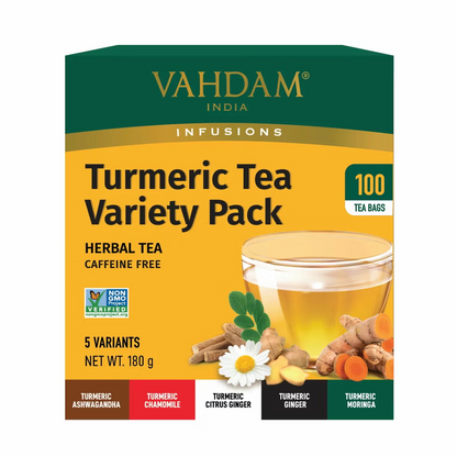 100x 180g Tea Bags Vahdam Turmeric Tea Pack Herbal Wellness Healthy Herbal Tea