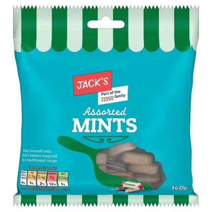 12x 140g Jack's Assorted MintsTraditional Mint Sweets Chews