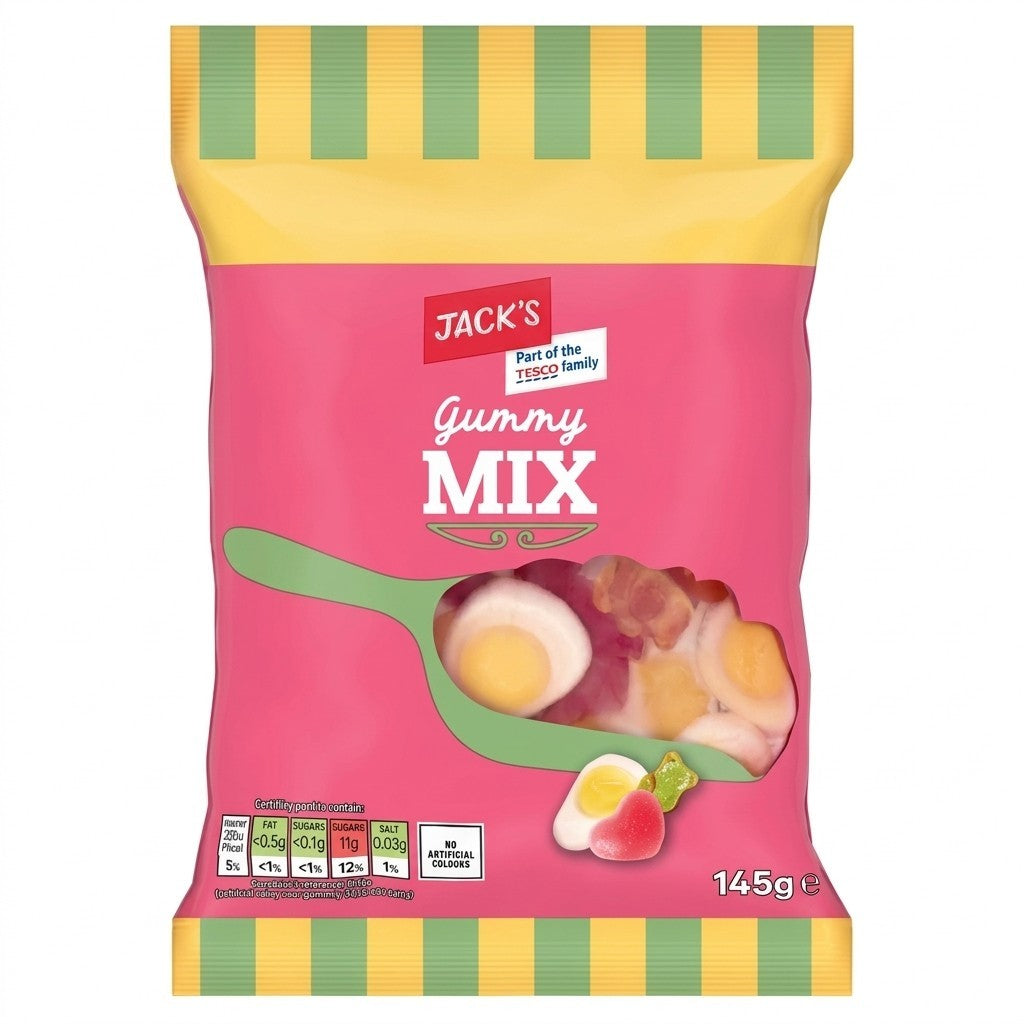 10x 145g Jack's Gummy Mix Chewy Sweetshop Jelly Sweets Sharing Bag